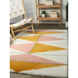 Shopgallery Pink & Yellow Geometric Anti-Skid Shaggy Carpet-picture-21