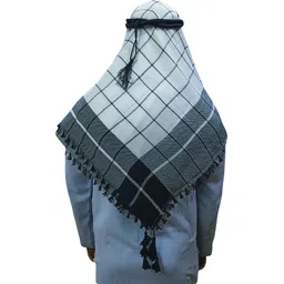 shophome Checkered Cotton Rayon Blend Men Grey Scarf-picture-15
