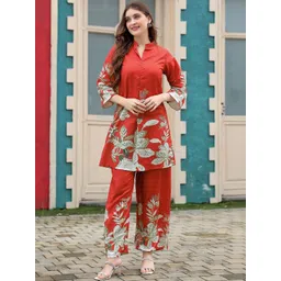 SHOPLANCE Printed Mandarin Collar Tunic & Palazzos Co-Ords-picture-35