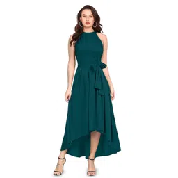 SHOPONBIT Solid High- Low Fit & Flare Sleeveless Midi Dress-picture-36