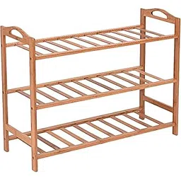 Shopper52 Wooden Bamboo Shoe Racks Slipper Stand Chappal Storage Organizer Utility Racks - WOD-SHRK (3 Layer Shoe Rack)-picture-25