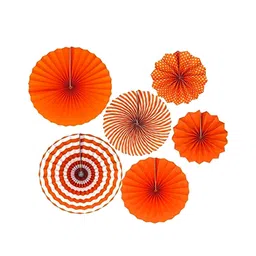 Shopperskart Paper Fans For Party Wall Decoration Orange - Pack of 6-picture-14