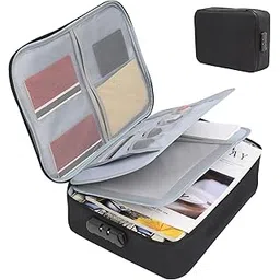 shopping mart Document Organizer Briefcase 3-Layer Folder Holder Men's Women's Bag Cover Purse Passport Home Safe Functional File Storage Case (36 x 27 x 9) (Black Colour)-picture-29