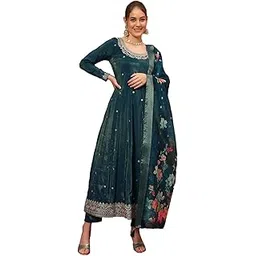 shopping queen Women's Silk Embroidered Kurta, Pyjama & Dupatta Set-picture-18