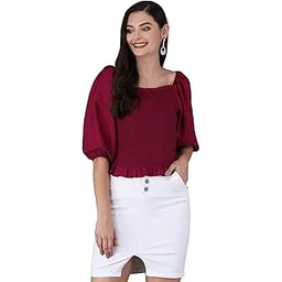 shoppy assist Women's Trendy Balloon Sleeves Crop TOP-picture-11