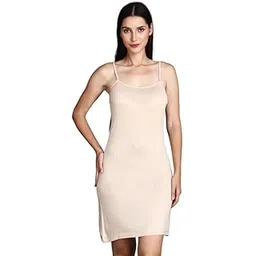 shoppy villa with sv logo Shoppy Villa Full Slip for Women - Long Inner Under Dress Spaghetti Knee Length Undergarment Nightwear, White-picture-21