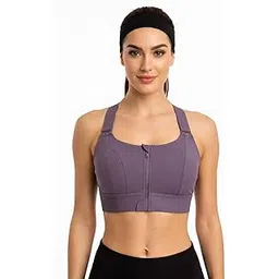 shoppy villa with sv logo Shoppy Villa - high Impact Sports Bra for Heavy Breast Full Coverage | Gym Bras for Women Workout | Yoga Bra,with Front Zipper Seamless Bra Push up Bras for Women | Black | 2X-Large-picture-18