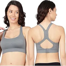 shoppy villa with sv logo Shoppy Villa - Sports Bras for Women | Gym Bras for Women Workout | Yoga Bra,Lighty Padded Cup Bra for Women with Full Coverage with Removable Pads | Black | 2X-Large (Grey, M)-picture-2