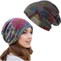 shopvilla Bandanas for Women, Slouchy Chemo Cap Beanie Cap for Women, Boho Print Bandanas Skull Cap, Fashion Soft Stretch Chemo Scarf Helmet Cap, Casual Saggy-picture-14