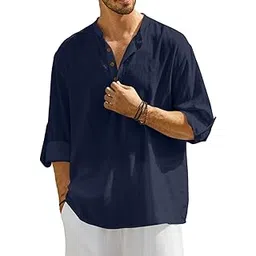 shopyclick Men's Solid Short Kurta | Mandarin Collar Casual Kurta Shirt | Cotton Polyester Blend Regular Fit | Festival Wear for Ganesh Chaturthi, Janmashtmi, Diwali & Eid-picture-41