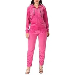 shopyidol Girl's And Women's Stylish Velour Fabric Winter Wear Velvet Set of 2 Pieces Tracksuit Outfits Full Zip Hoodie With Pocket and Sweatpant Set (SIZE XL-XXL)(Pink)-picture-21