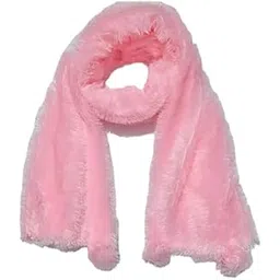 shopyidol Girl's And Women's Woolen Fashionable Winter Wear Warm 4Sided Faux Fur Wrap Stole/Shawl(Light Pink)-picture-18