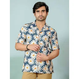 Shortscape Men Standard Fit Cuban Collar Floral Printed Casual Shirt-picture-20