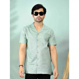 Shortscape Men Standard Fit Cuban Collar Solid Casual Shirt-picture-23