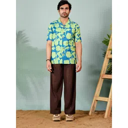 Shortscape Men Standard Regular Fit Cuban Collar Floral Printed Casual Shirt-picture-26