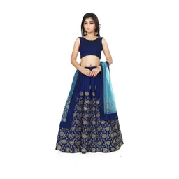Shoryam Fashion Girls Blue Raw Silk Lehenga Choli-picture-46