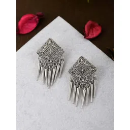 Shoshaa Silver-Plated contemporary Drop Earrings-picture-18
