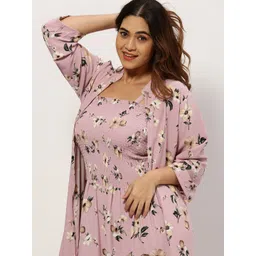 SHOWOFF Plus Women Plus Size Floral Printed Smocked Basic Jumpsuit With Shrug-picture-29