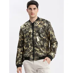 SHOWOFF Abstract Bomber Stand Collar Slim Fit Windcheater Bomber Jacket-picture-17
