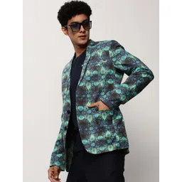 SHOWOFF Abstract Printed Slim-Fit Single Breasted Cotton Blazer-picture-17
