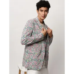 SHOWOFF Abstract Printed Slim-Fit Single-Breasted Cotton Blazer-picture-18
