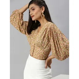 SHOWOFF Beige Floral Print Top-picture-35