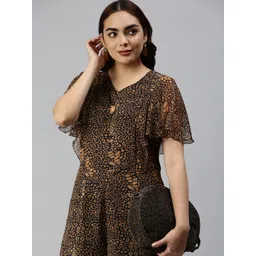 SHOWOFF Black & Orange Printed Basic Jumpsuit-picture-16