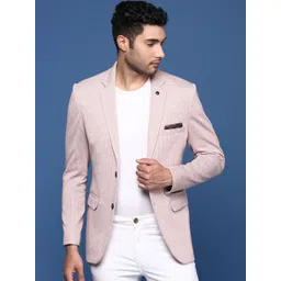 SHOWOFF Checked Notched Lapel Collar Cotton Slim-Fit Single-Breasted Blazer-picture-24