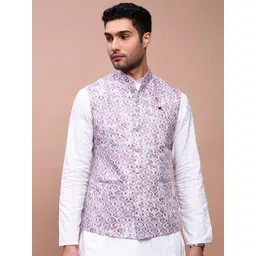SHOWOFF Embroidered Slim Fit Nehru Jackets-picture-13