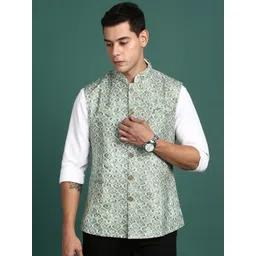SHOWOFF Embroidered Slim-Fit Nehru Jackets-picture-29