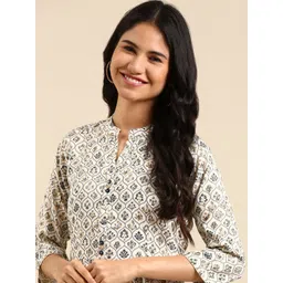 SHOWOFF Ethnic Motifs Printed Cotton Silk Kurta-picture-39