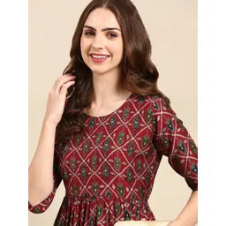 SHOWOFF Ethnic Motifs Printed Empire Beads and Stones Kurta with Trousers image 1