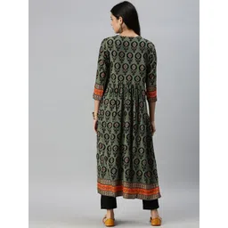 SHOWOFF Ethnic Motifs Printed Thread Work Cotton Anarkali Kurta image 4
