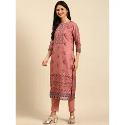 SHOWOFF Floral Printed Gotta Patti Kurta with Trousers & Dupatta-picture-18