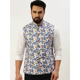 SHOWOFF Floral Printed Mandarin Collar Nehru Jackets-picture-23