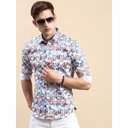 SHOWOFF Geometric Printed Comfort Slim Fit Cotton Casual Shirt-picture-29