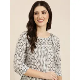 SHOWOFF Geometric Printed Thread Work Kurta-picture-41