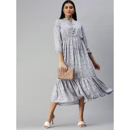 SHOWOFF Grey Ethnic Motifs A-Line Midi Dress-picture-13