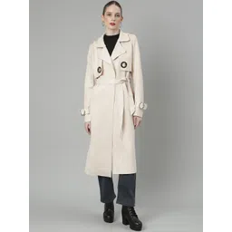 SHOWOFF Lapel Collar Suede Windcheater Longline Open Front Jacket-picture-26