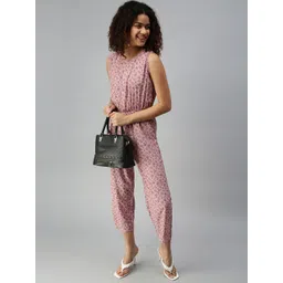 SHOWOFF Mauve & Black Printed Basic Jumpsuit-picture-37