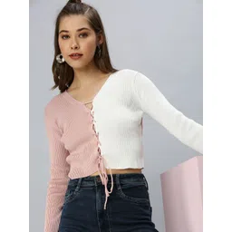 SHOWOFF Mauve Striped Crop Top-picture-14