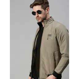 SHOWOFF Men Beige Lightweight Padded Jacket with Patchwork-picture-11