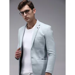 SHOWOFF Men Blue Solid Single-Breasted Regular-Fit Blazer-picture-25