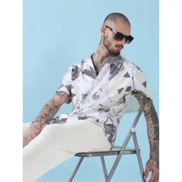 SHOWOFF Men Comfort Relaxed Fit Abstract Printed Cuban Collar Cotton Casual Shirt-picture-34