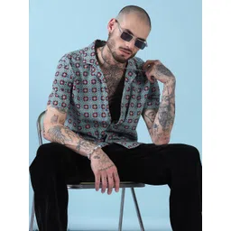 SHOWOFF Men Comfort Relaxed Fit Floral Printed Cuban Collar Cotton Casual Shirt-picture-32