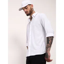 SHOWOFF Men Comfort Slim Fit Spread Collar Solid Cotton Casual Shirt-picture-38