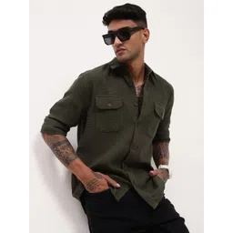 SHOWOFF Men Comfort Slim Fit Spread Collar Solid Cotton Casual Shirt-picture-28