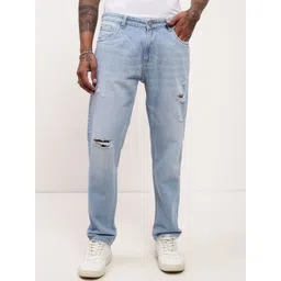 SHOWOFF Men Comfort Straight Fit Low-Rise Mildly Distressed Light Fade Acid Wash Jeans-picture-32