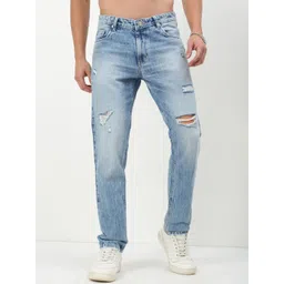 SHOWOFF Men Comfort Straight Fit Low-Rise Mildly Distressed Light Fade Acid Wash Jeans-picture-33