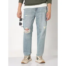 SHOWOFF Men Comfort Straight Fit Low-Rise Mildly Distressed Light Fade Acid Wash Jeans-picture-15
